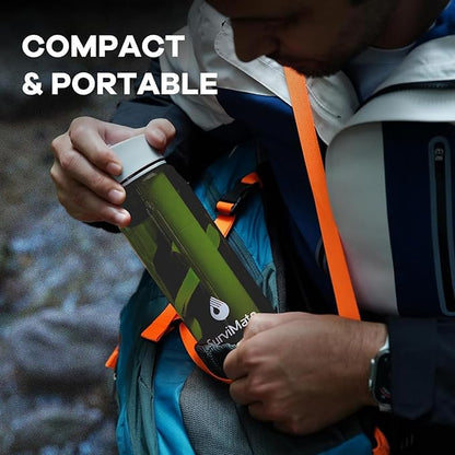 SurviMate Purified Water Bottle for Camping, Hiking, Backpacking and Travel, BPA Free with 5-Stage Intergrated Filter Straw