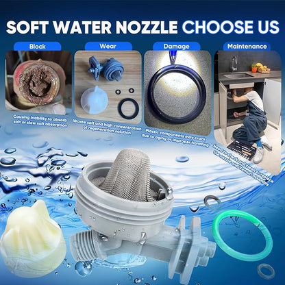 Water Softener Nozzle and Venturi Assembly Replacement for GE, Kenmore, Whirlpool Water Softener Nozzle Systems | Compatible with OE# 7187065, 7214969, 7165704 | Easy Install, High Performance