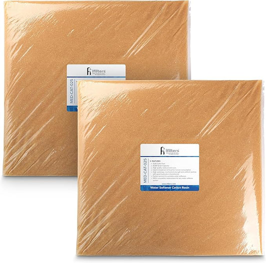 iFilters Water Softener Resin Media Replacement - 1/2 Cubic Foot (CuFt) | 100% Ion Exchange High Quality Premium Cation | 16,000 Grain Capacity | NSF Certified (MED-CAT-025/2)