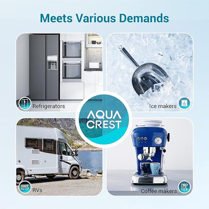 AQUA CREST INL-PLUS 5 years Inline Water Filter for Refrigerator and Ice Maker, High Capacity, 1/4-Inch Direct Connect Fittings, Easy Installation, Reduces Chlorine, Sediment, Bad Taste & Odor