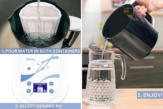 | 3 in 1 Water Ionizer | Alkaline Water Machine | Colloidal Silver Generator Kit | Alkaline Pitcher: PH 2.4-11, up to -1000mV ORP | Colloidal: 0-20 PPM, Silver Rods 9999 Pure | Acidic Water