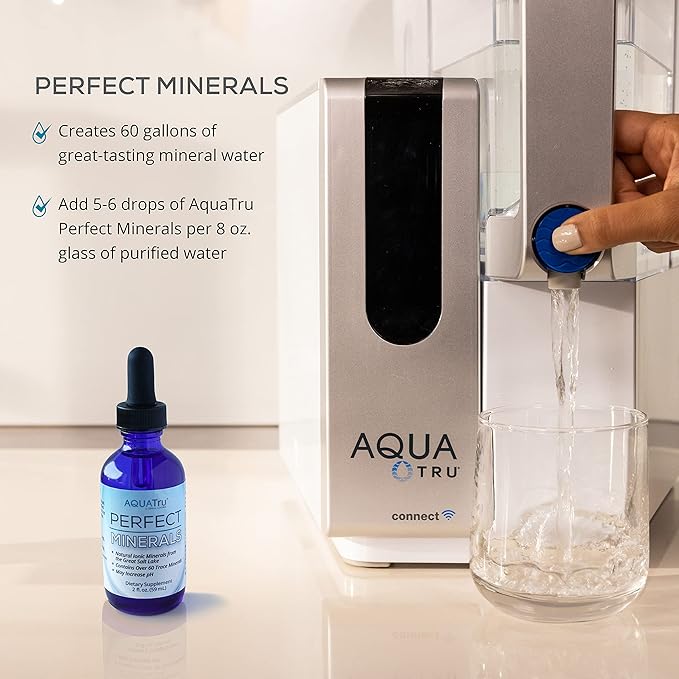 AquaTru Perfect Minerals – Mineral Drops for Water – Enrich with 72 Trace Minerals Including Magnesium, Zinc & Calcium – 60ml Bottle Mineralizes Up to 230 Liters of Water (Pack of 2)