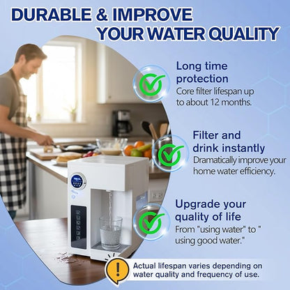 1 Pack PCF Water Filter Replacement Compatible with Bluevua RO100ROPOT, 1 PCF Water Filters, Improved Drink Quality, Easy to Replace for Household Daily Use Drinking