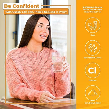 Rotek Water Systems Whole House Water Filtration System, 3-Stage Water Filter System, SED, KDF, ACB, Clean Water, Sediment, Carbon Block, & Heavy Metal Filter, 20 Inch