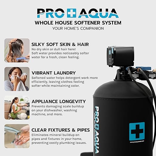 PRO+AQUA PRO-E-S35E Whole House Water Filtration System with 35,000 Grain Softener Combo | 3-Stage Filtration + Water Conditioning | for 3–5 People | Easy Installation