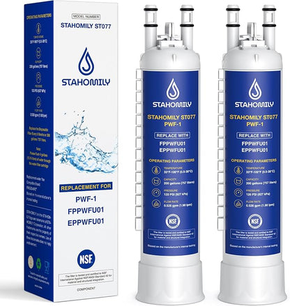 PWF-1 Water Filter Replacement for Frigidaire FPPWFU01, 2 Pack | Compatible with FPPWFU01 Water Filter, PurePour PWF-1, PurePour FPPWFU01, EPPWF01 PureAdvantage PWF-1