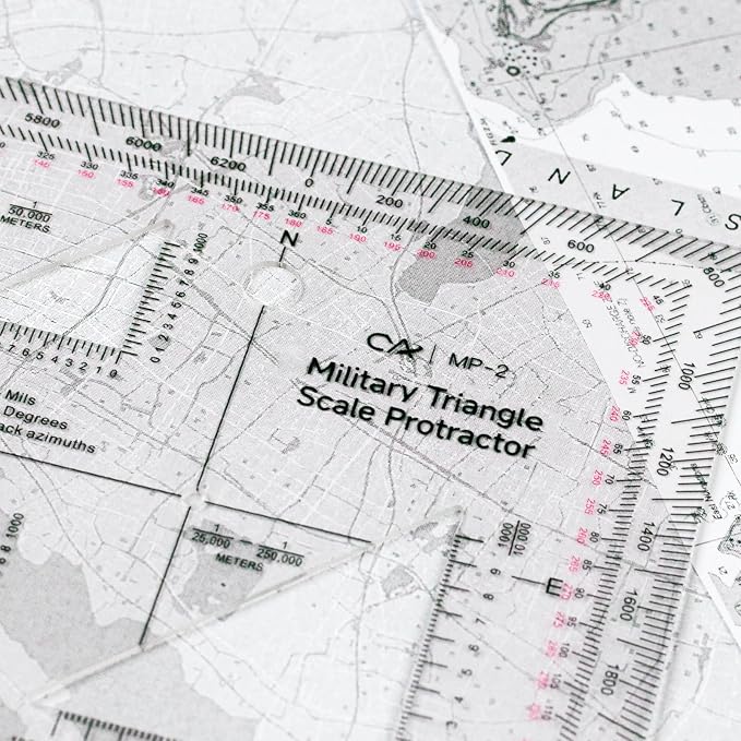 CYA MP-2 GTA 5-2-12 Military Map Protractor - UTM MGRS Coordinate Scale | GTA 5-2-12 equivalent map protractor with degrees, mils & reverse azimuths. Fits 1:10k to 1:250k UTM/MGRS charts.