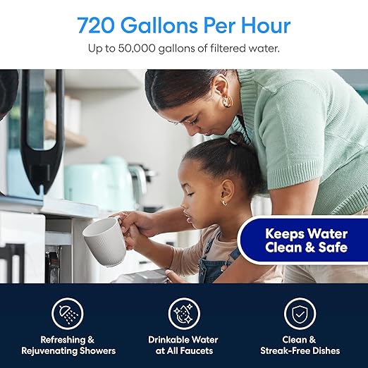 Brio Whole House Water Filter System w/Gauges | 3 Stage Fast-Flow Filtration (5 Micron Sediment, Carbon GAC, CTO Carbon Block) 4.5" x 10" Filters | Improves Taste, Protects Home Appliances | 720 GPH
