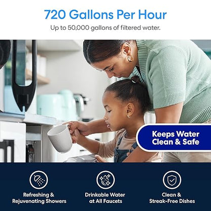 Brio Whole House Water Filter System w/Gauges | 3 Stage Fast-Flow Filtration (5 Micron Sediment, Carbon GAC, CTO Carbon Block) 4.5" x 10" Filters | Improves Taste, Protects Home Appliances | 720 GPH