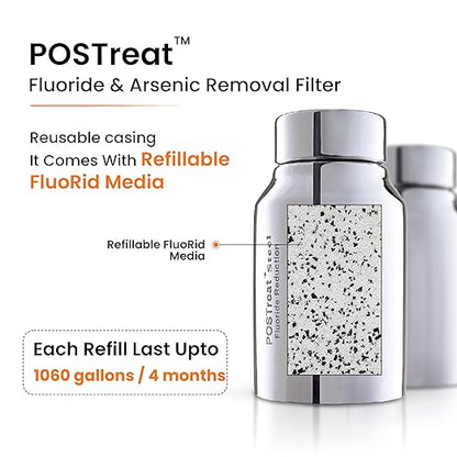 1.5 G Gravity Water Filter System | NSF/ANSI 42 & 372 Certified | AISI 304 Stainless Steel Water Filter | 2 Carbon Filters + 2 POSTreat Fluoride Reduction Elements | No Electricity Required | Portable