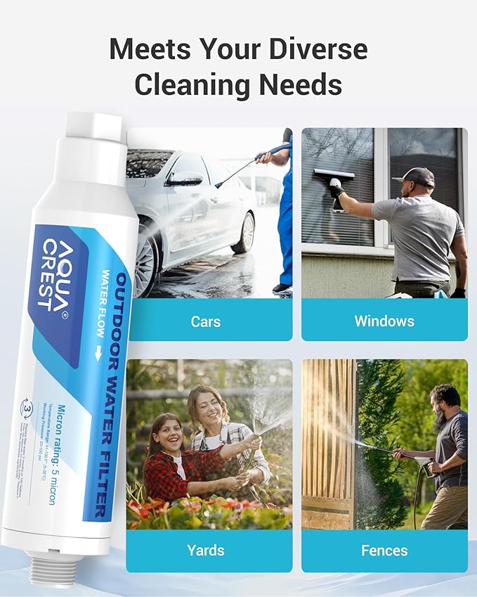 AQUACREST Inline Water Filter, Dedicated for Car Washing, Window & Yard Cleaning, Effectively Reduce Hard Water Spots, Soften Water, Upgraded Formula, Pack of 2