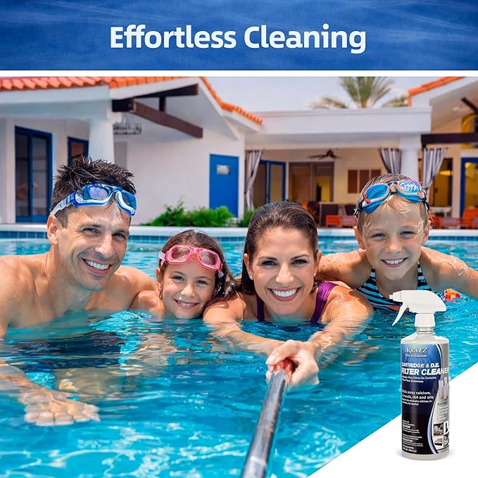 Aqua EZ Cartridge & D.E. Filter Cleaner – Fast Spray & Rinse Formula, Extends Filter Life, Boosts Flow & Circulation, Fresh Orange Scent, Cleans Pool Filters, Equipment, Spas & More (32 oz.)