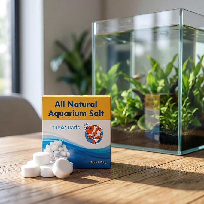 Premium Aquarium Salt, Aquarium Salt Freshwater Tablets for Aquarium Water Treatments Essential Supplies (9 Tablets)