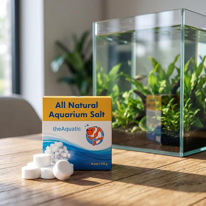 Premium Aquarium Salt, Aquarium Salt Freshwater Tablets for Aquarium Water Treatments Essential Supplies (9 Tablets)