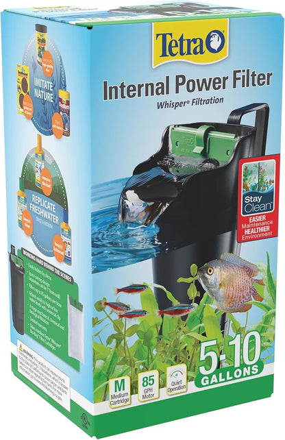 Tetra Whisper Internal Power Filter 5 To 10 Gallons, For aquariums, In-Tank Filtration, Black