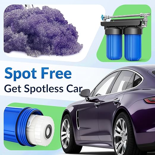 Spotless Water System for Car Wash with Bypass Switch, Deionized Water System for Car Wash with Resin, Spot Free Water Deionizer for Car Washing, Works for Vehicles, RV, Boats, Motorcycles