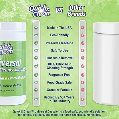 Quick & Clean Universal Descaler - 2lbs - Made in the USA - Granule Descaling Powder for Distilling Machines & More - Removes Mineral & Limescale Build Up