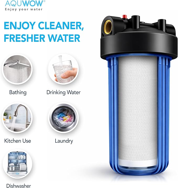 CTO10BB 5 Micron 4.5" x 10" Carbon Block Water Filter Set – Replacement Cartridges for Whole House and Under Sink Systems, Universal Standard Size (2, 10 x 4.5)