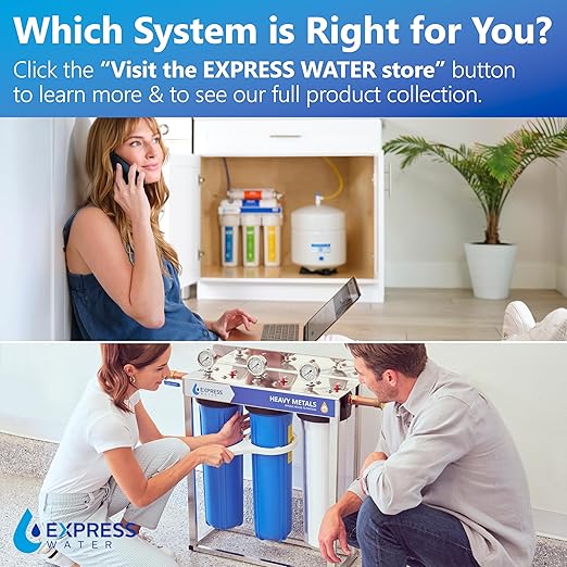 Express Water - Whole House Water Filter System - 2-Stage Water Filtration System - Sediment & KDF Filters - Reduce Heavy Metals - Clean Drinking Water - Includes Easy Release, and 1” Inch Connections
