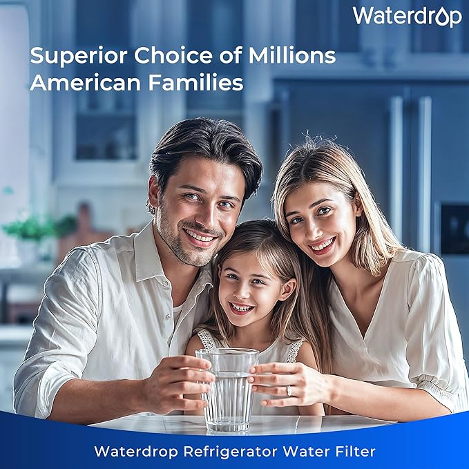 Waterdrop Plus UKF8001 NSF 401,53 Certified Refrigerator Water Filter, 𝐑𝐞𝐝𝐮𝐜𝐞 𝐏𝐅𝐀𝐒, Replacement for Whirlpool® Everydrop® Filter 4, EDR4RXD1, Maytag® UKF8001AXX, 4 Filters