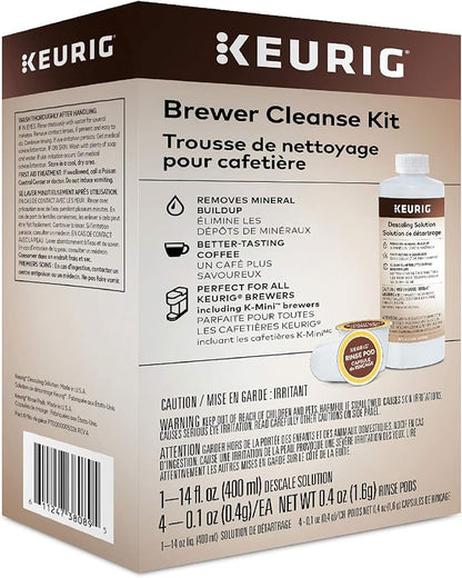 Keurig Brewer Cleanse Kit For Maintenance Includes Descaling Solution & Rinse Pods, Compatible Classic/1.0 & 2.0 K-Cup Pod Coffee Makers (4 Count)