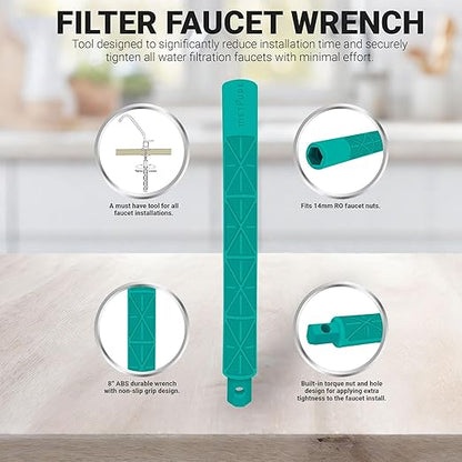 Metpure Airgap RO Faucet with 3-Connection Ports. NSF Certified Reverse Osmosis Drinking Water Filtration System Water Dispenser (Chrome) with Pre-Inserted Tubing and Install Tool. Vase Style.