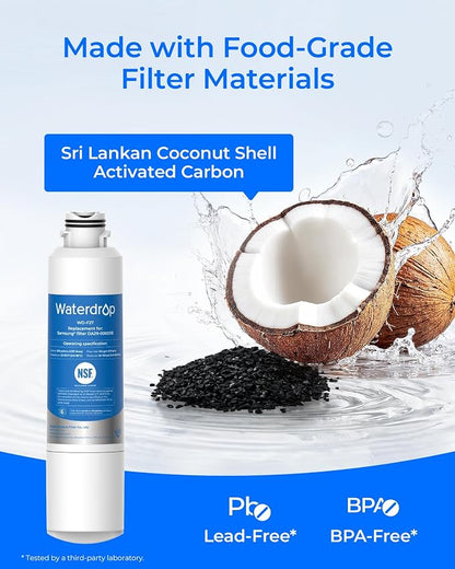 Waterdrop Water Filter, Replacement for Samsung® HAF-CIN/EXP | DA29-00020B, DA97-08006A, 46-9101, HDX FMS-2, RF263BEAESR, Reduce Chlorine, bad Taste and Odor, Refrigerator Water Filter