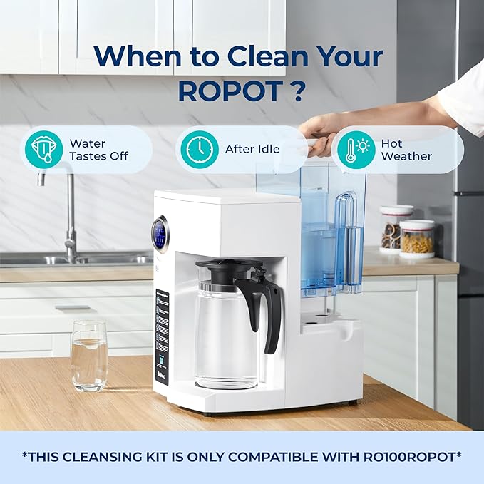 Bluevua Cleansing Kit for RO100ROPOT & RO100ROPOT-UV – Includes 5 Cleaning Tablets and Filter Accessory for Internal System Maintenance and Freshness Support