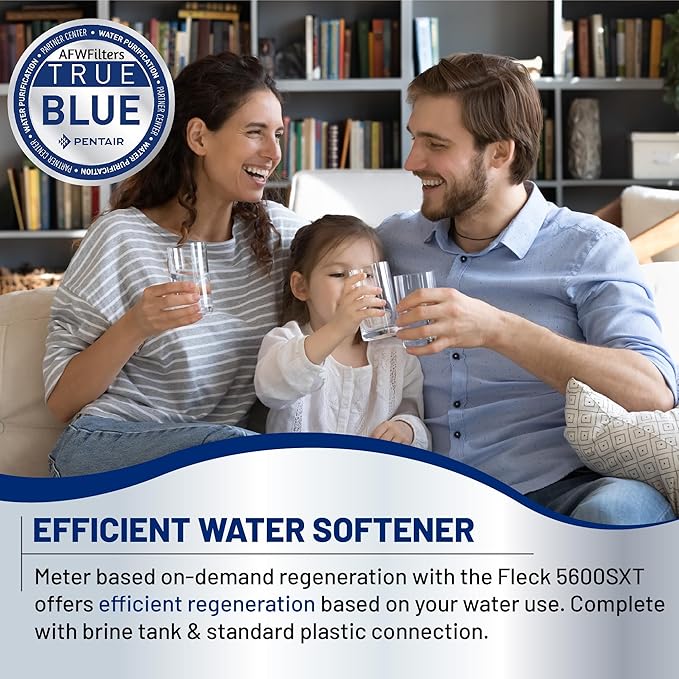AFWFilters Iron Pro 2 Combination Water Softener Iron Filter Fleck 5600SXT Digital Metered Valve 64,000 Grain - High Flow for Whole House Use - Removes Hardness, Iron, Manganese, Sediment, Rust