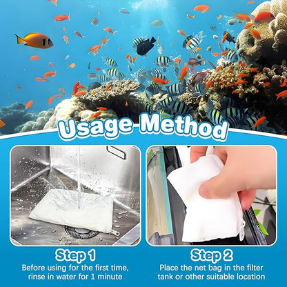 250 g/0.55 lb Aquarium Filter Media Filtration Resin with Mesh Bag Removes Driftwood for Freshwater and Saltwater Small Fish Tank (2 Pack)