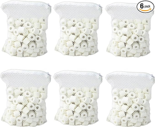 AQUANEAT Bio Ceramic Rings 6 lbs Aquarium Sump Filter Media Fish Tank Koi Pond Canister Filter Media in 6 Free Mesh Bags