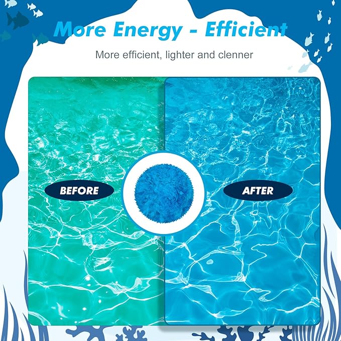 Zubebe 4.6 lbs Pool Filter Media Balls Fiber Filter Media for Swimming Pool Sand Filters and Bath Center Bathtubs Spas Aquarium Grime Cleaning Scum (Blue)