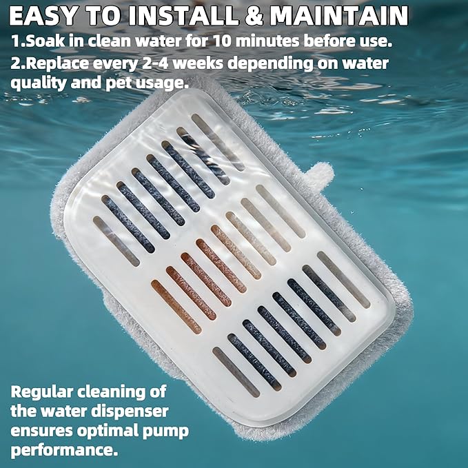 15-Pack Filter Unit Rect Set for PET-KIT Fits EVERSWEET MAX Cordless Water Fountain Filter Replacement for 105 fl oz/3L Automatic Cat Fountain, Replacement Filters & Foam Pump Filters