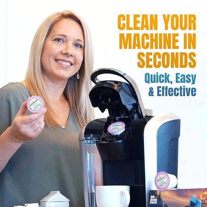 Grand Cafe Keurig Cleaning Pods (20 Pack) - K Cup Cleaner & Rinse Pods for Keurig, Descaler for Coffee Machines, Coffee Maker Descaling Kit, 1.0 & 2.0 Compatible