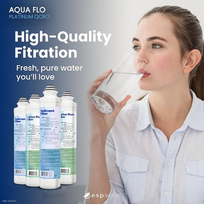 Genuine Aqua Flo Platinum QCRO RO Filter Kit with 50 GPD Membrane and Cartridges | 4-Stage Filtration, Easy Install, Contaminant Reduction, Improved Taste, Cost-Effective Water Solution | Genuine 4-stage replacement set: 50 GPD membrane plus 3 cartridg...