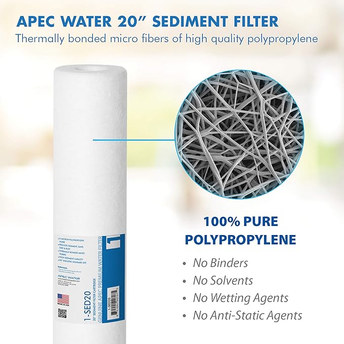 APEC Water Systems Commercial Grade US Made Stage 1 Replacement Sediment Filter for Light Commerical System(1-SED20)