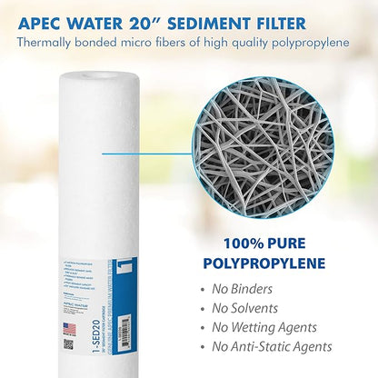 APEC Water Systems Commercial Grade US Made Stage 1 Replacement Sediment Filter for Light Commerical System(1-SED20)