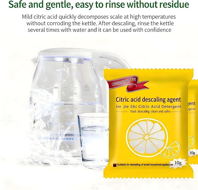 Truey Citric Acid Descaling Agent,Individually Wrapped Descaler(10 packs) | Food Grade Concentrated Powder, Individually Wrapped Descalers for Kettles, household cleaner