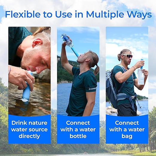 Waterdrop Gravity Water Filter Straw, Camping Water Filtration System, Water Purifier Survival for Travel, Backpacking and Emergency Preparedness, 0.1 Micron, 5 Stage Filtration