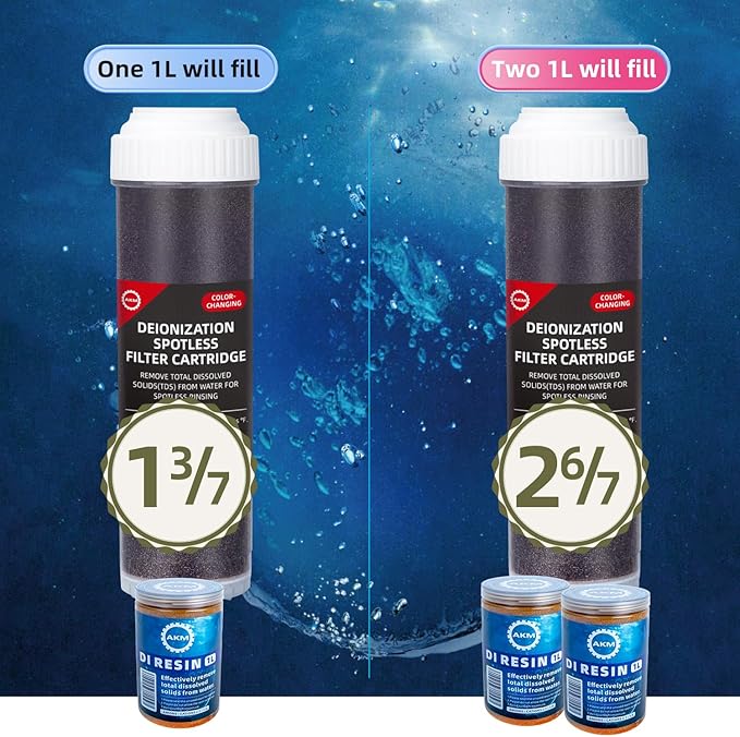 AKM Mixed Bed Deionized Di Resin Filter Fill, for Car Wash System, Aquarium Filters, Deionized Water,DI Resin Filter Cartridge Refill,1L x 2