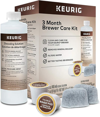Keurig Brewer Cleaning and Maintenance Kit with Descaling Solution, Rinse Pods, and Water Filters | Compatible with Keurig Classic/1.0 & 2.0 K-Cup Pod Coffee Makers