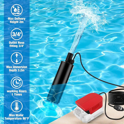 Submersible Water Transfer Pump, Cordless Portable Pump Compatible with Craftsman 20V V20 Battery, 635GPH 100W/120W for Pool Pond Garden Draining & Oil Suction, 16ft Cord (Bare Tool)
