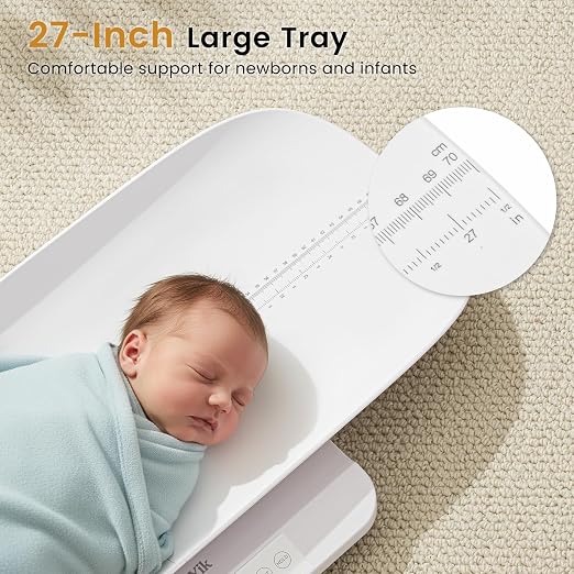 YAUYIK Baby Scale, 330lbs Capacity Baby Weight Scale & Pet Scale, Accurate Baby Scales for Weighing Infants to Adults, LED Display with Tare & Hold Function, 27-inch Height Measurement Tray