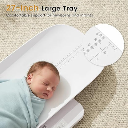 YAUYIK Baby Scale, 330lbs Capacity Baby Weight Scale & Pet Scale, Accurate Baby Scales for Weighing Infants to Adults, LED Display with Tare & Hold Function, 27-inch Height Measurement Tray