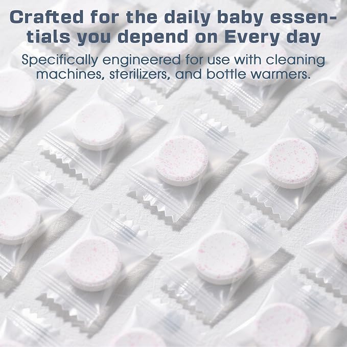 xcivi 40 Count Descaling Tablets for Momcozy, Baby Brezza Bottle Washer | Compatible with Momcozy/Baby/Brezza/GROWNSY Bottle Washer, Descaling Tablets for Milk & Limescale Removal, Natural Non-toxic