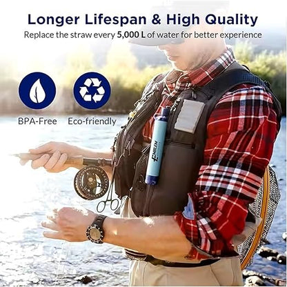 Portable Water Filter Straw for Emergencies and Survival. Emergency Water Filtration to Purify Water When Camping, Hiking, or During a Disaster. Personal Water Filter and Purifier for Travel (2 Pack)