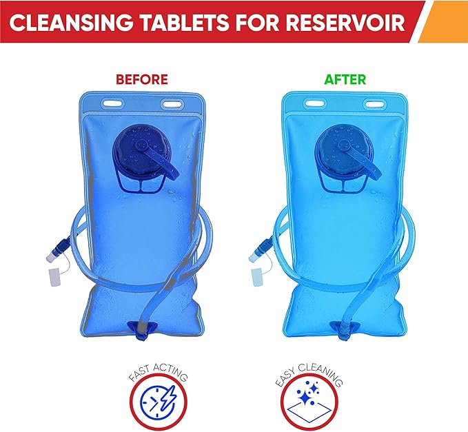 Reservoir Hydration Bladder Cleaning Kit - 6-In-1 Water Reservoir Cleaning Kit Of 3 Brushes, Collapsible Frame, (12) Cleansing Tablets & Carry Pouch - Cleaner Set For Back Pack Bladder