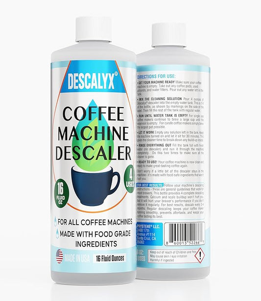 Coffee Maker Descaler - Universal Cleaning Solution for Keurig, Nespresso, Breville, Cuisinart - Removes Limescale & Mineral Buildup - 4 Uses, 16oz - Natural Formula Made in USA