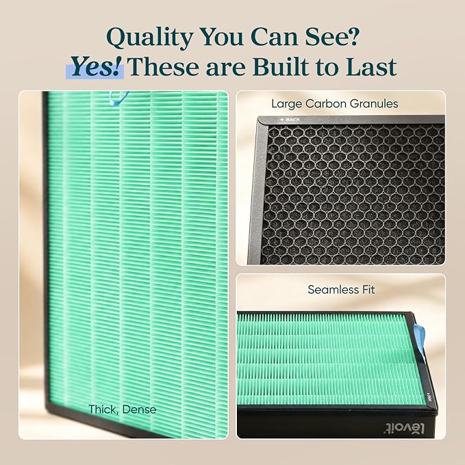 LEVOIT Genuine Vital 200S-P Air Purifier Toxin Absorber Replacement Filter, Supports HEPA Sleep Mode, High-Efficiency Activated Carbon Filter for Odor, Pollen, Vital 200S-RF-TX, 1 Pack, Green
