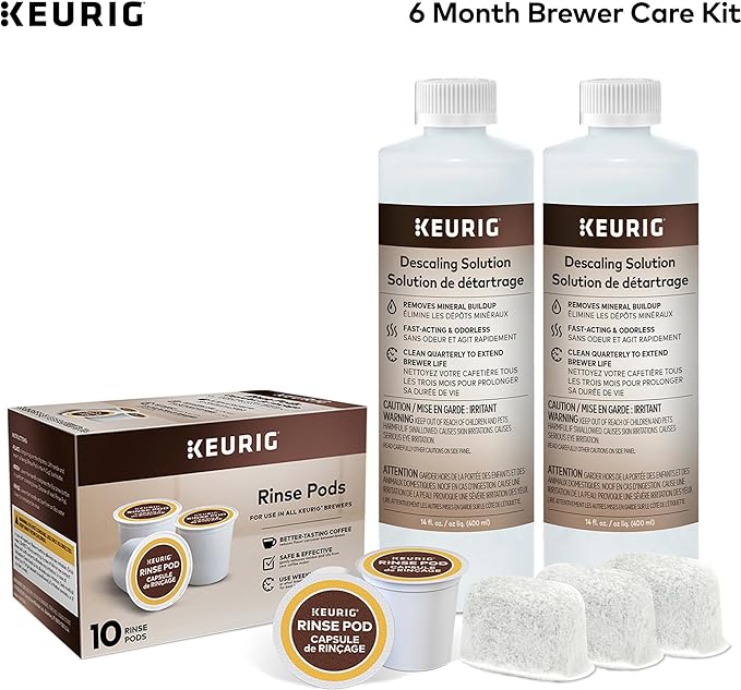 Keurig 6-Month Brewer Maintenance Care Kit, Includes Descaling Solution, Rinse Pods, & Water Filter Cartridges, Works with all K-Cup Pod Coffee Makers